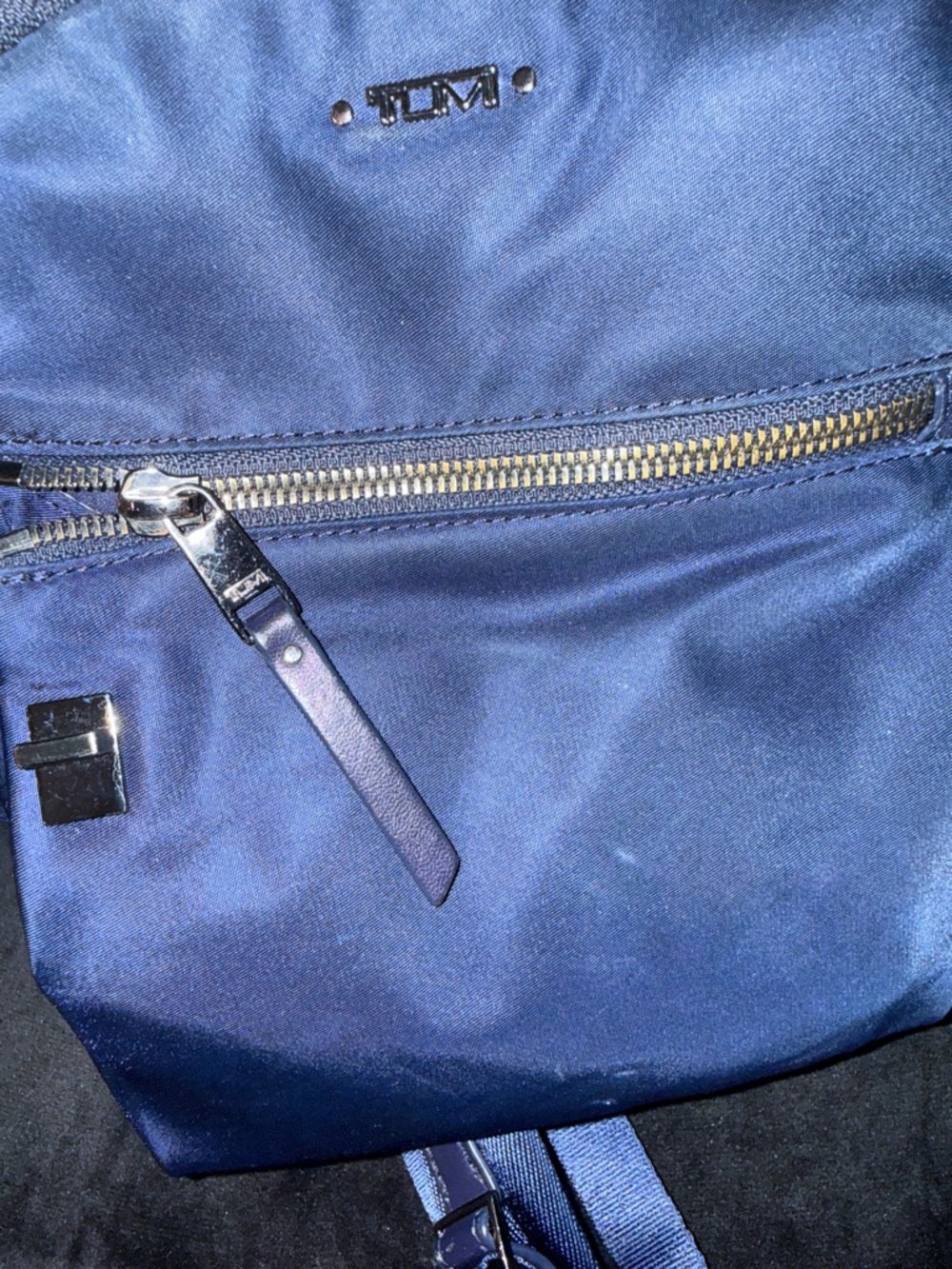 Tumi Navy Mini Nylon Backpack with Gold Hardware - Picture 11 of 14
